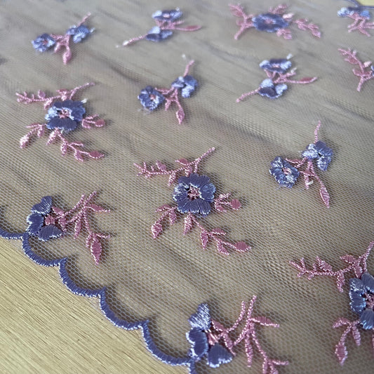Lilac Ditsy Darling Embroidered Tulle | Price per metre