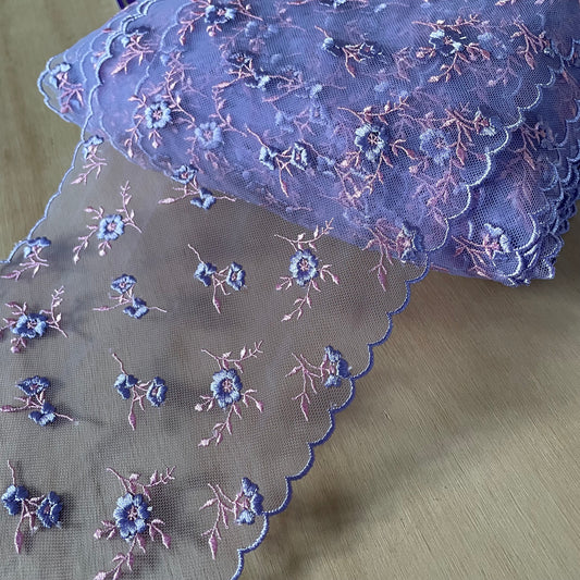 Lilac Ditsy Darling Embroidered Tulle | Price per metre