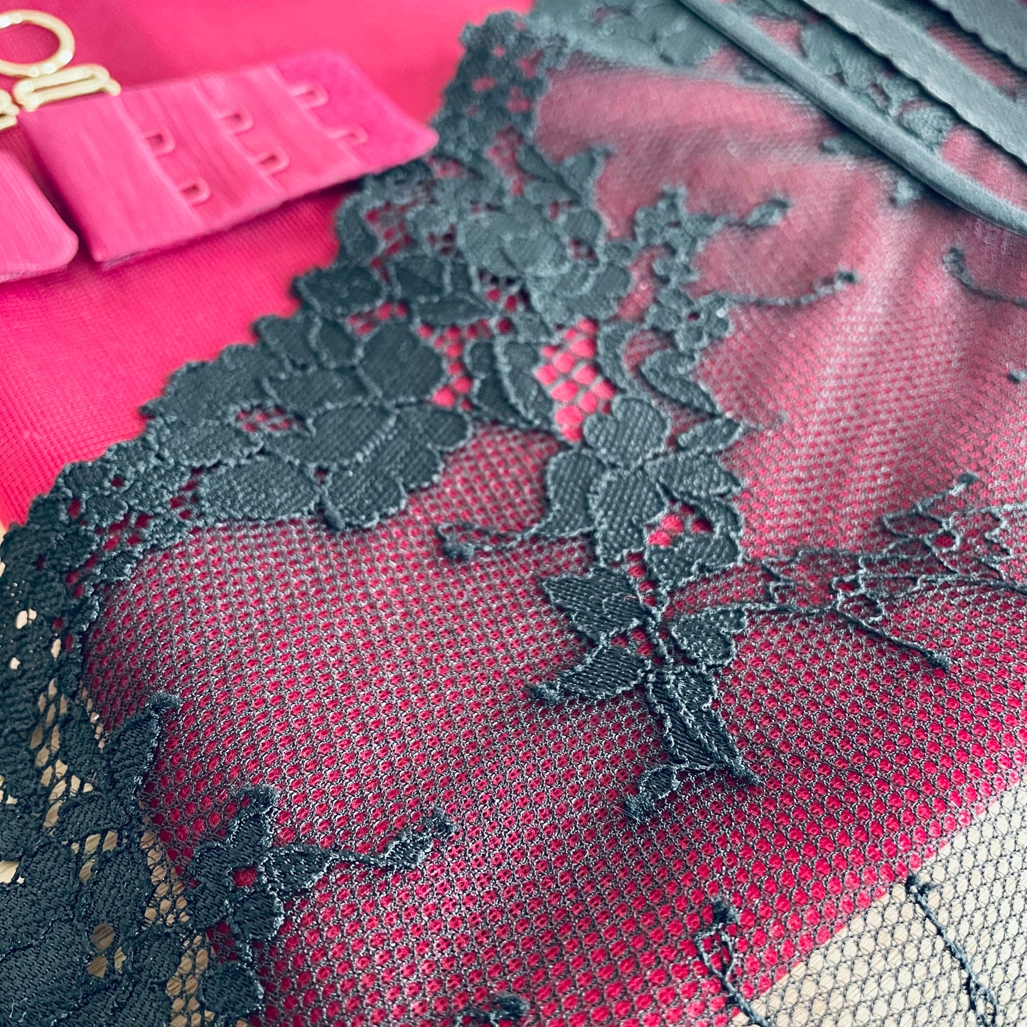 Wine Bra & Brief Making Kit with Black Stretch Lace | Peaches Kit