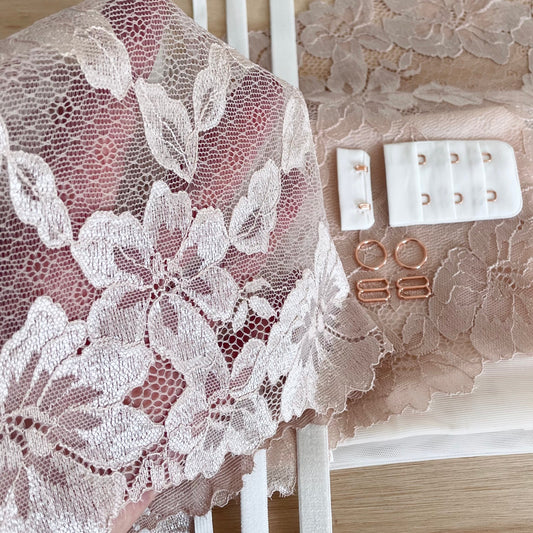 Luxury Soft Pearl / Rose Gold Bra & Brief Making Kit | Peaches DIY Kit