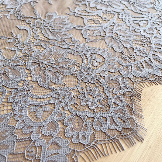 Eyelash Lace | 33cm Wide | Grey Mist | Price per m or 2.8m length