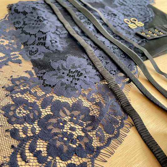 Space Blue / Black Bra & Brief Making Kit | Peaches Bra Kit