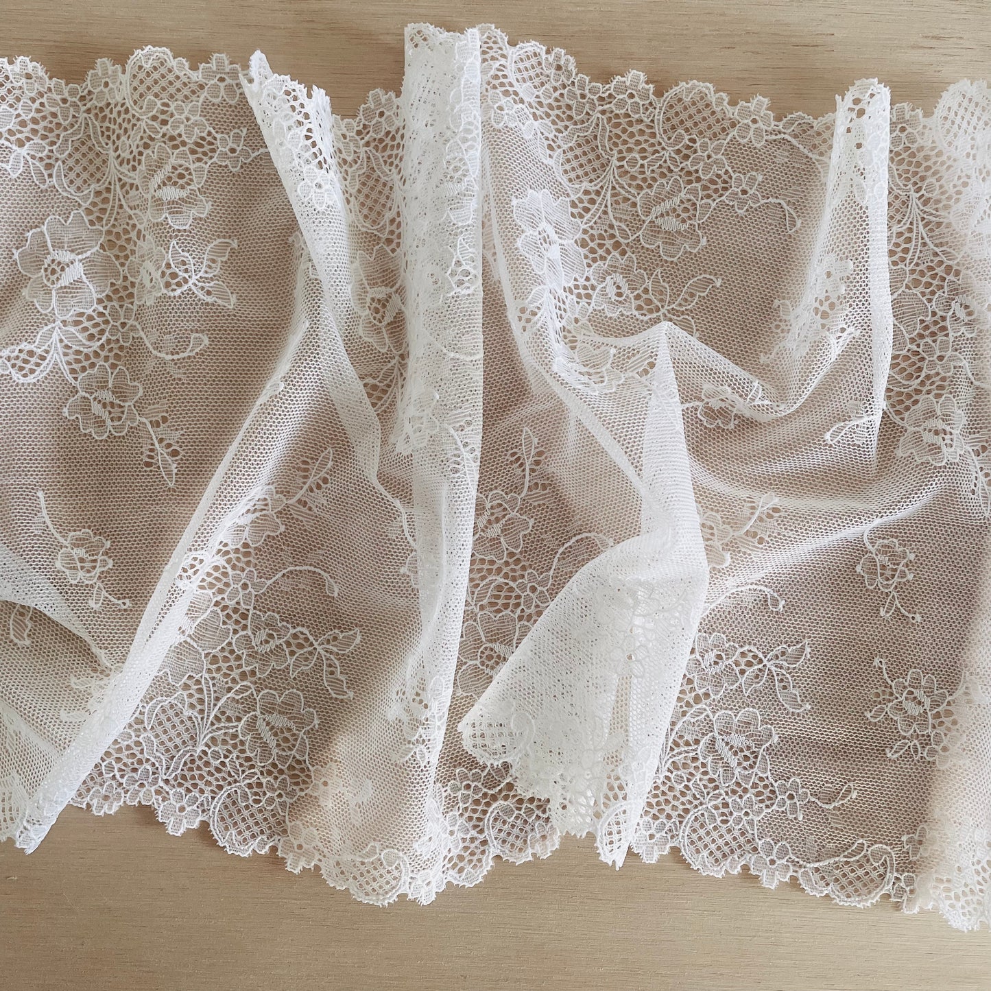 Stretch Lace Galloon |  23cm Wide | White | Price per metre