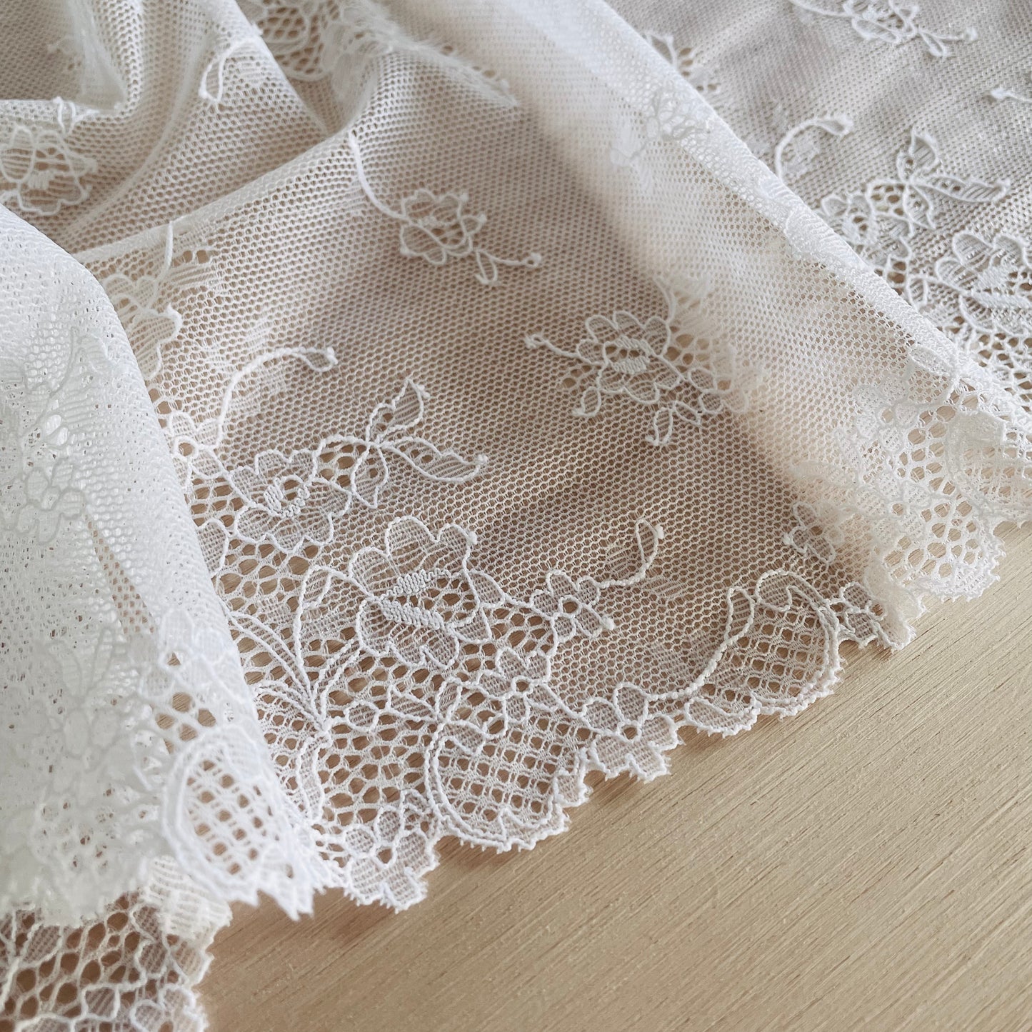 Stretch Lace Galloon |  23cm Wide | White | Price per metre