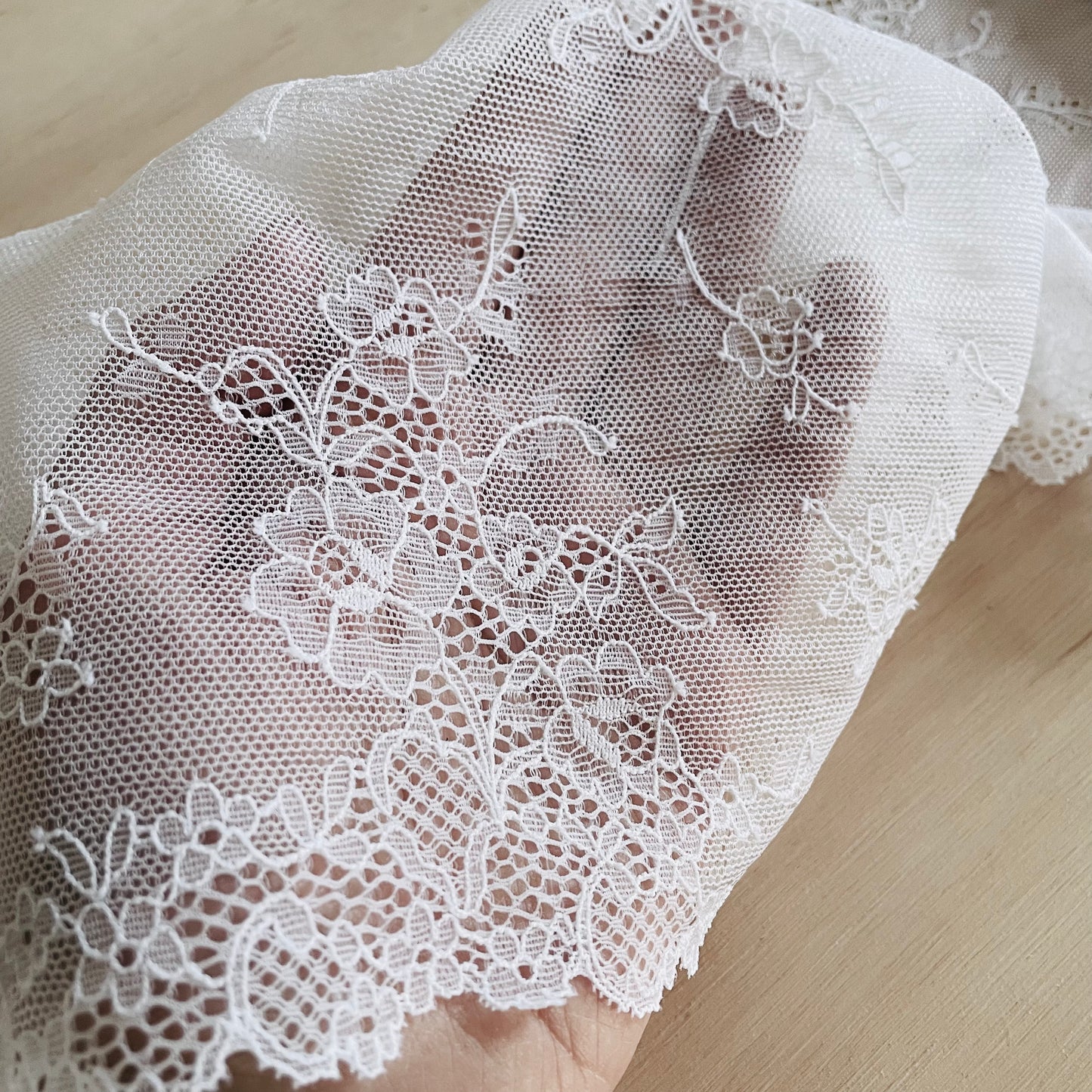 Stretch Lace Galloon |  23cm Wide | White | Price per metre