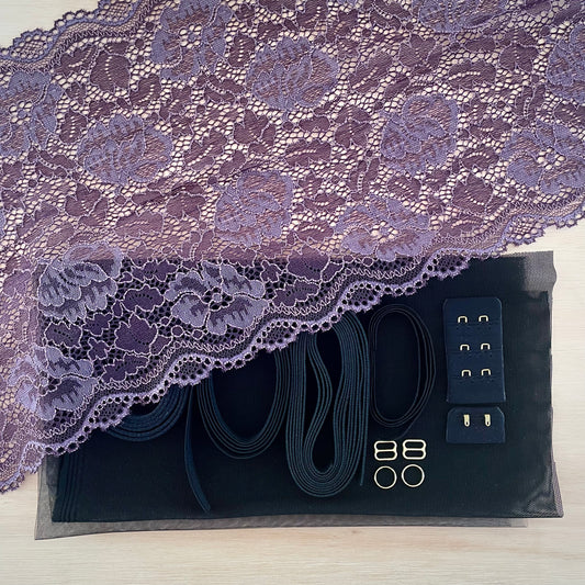 Plum Lace Underwired Bra Making Kit | Gold Findings