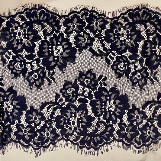 Eyelash Lace | 24.5cm Wide | Space Blue | Price per 1.4m piece