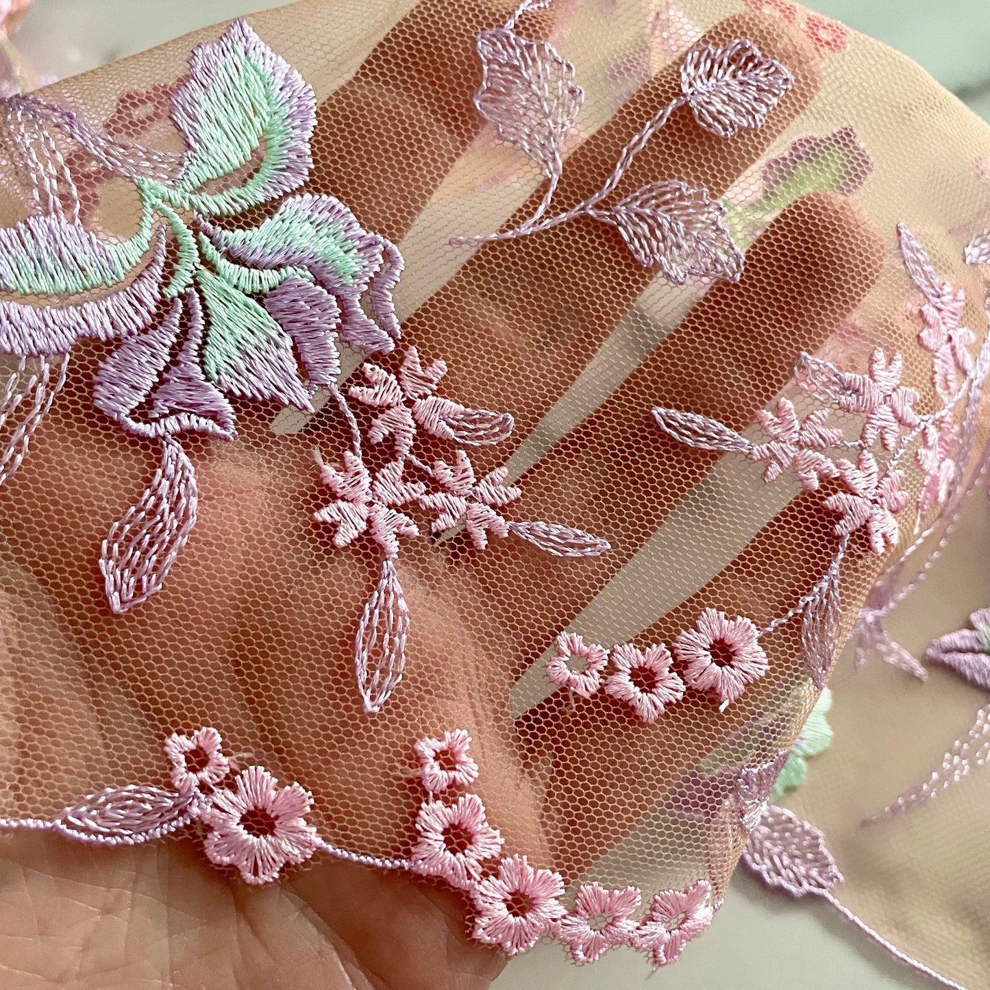 Embroidered Tulle Lace Galloon | 23cm Wide | Multi | Price per metre