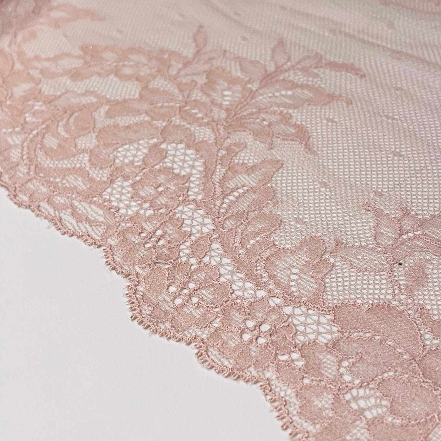Stretch Lace Galloon | 23cm Wide | Pink Sands | Price per metre