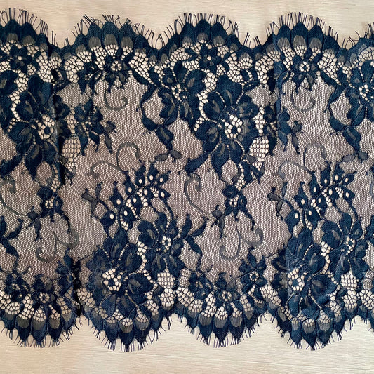 Black or Biscotti 25cm Eyelash Lace | Price per 2.8m Piece