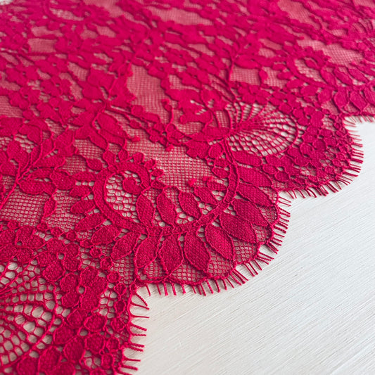 Cherry Red Eyelash Lace Trim – 23.5cm Wide