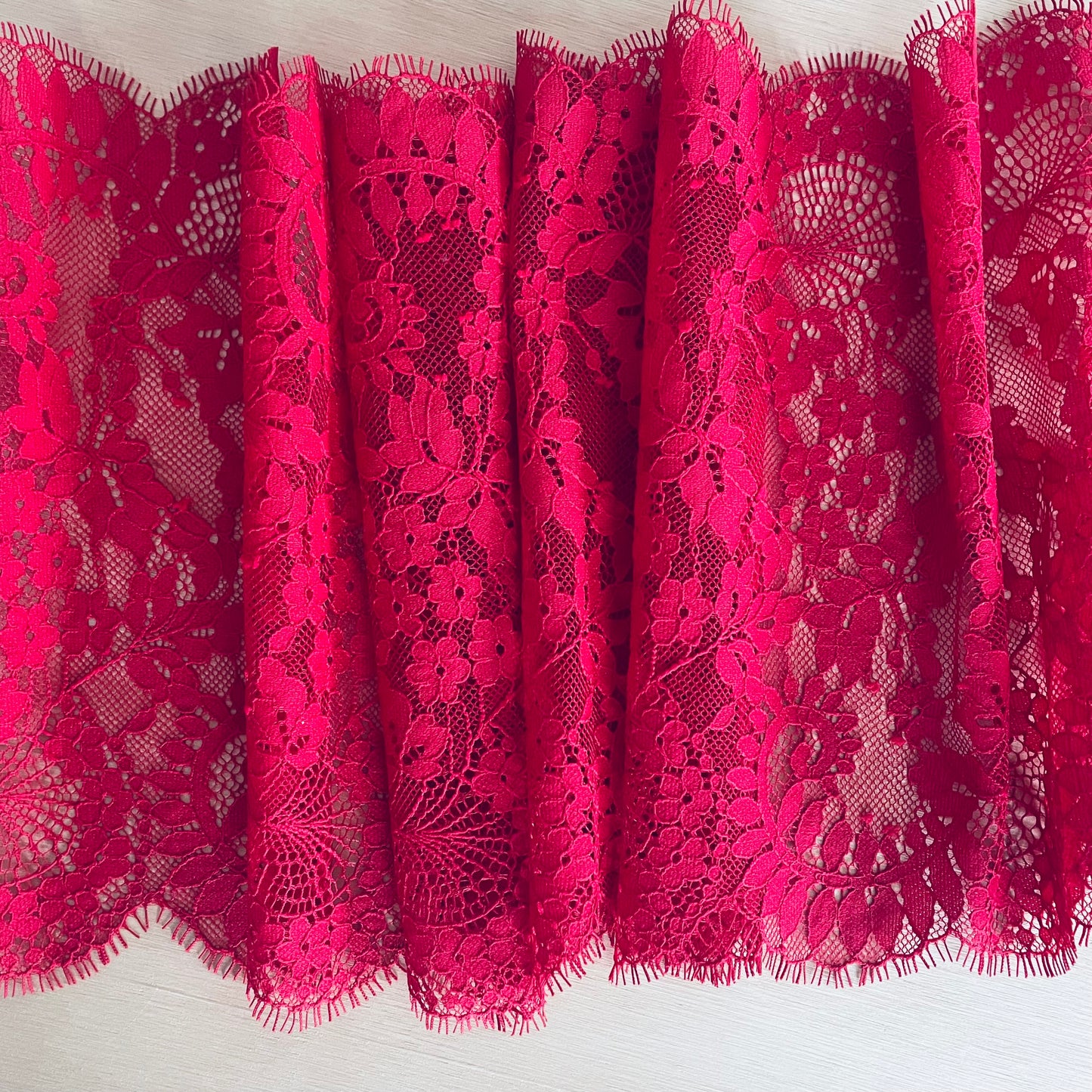 Cherry Red Eyelash Lace Trim – 23.5cm Wide