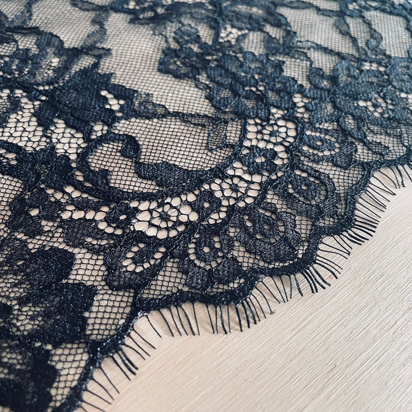 After Hours Eyelash Lace Galloon in Black 24.5cm Wide | Price per metre or 2.8m Piece