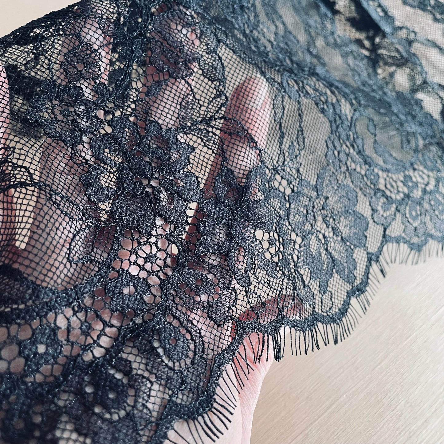 After Hours Eyelash Lace Galloon in Black 24.5cm Wide | Price per metre or 2.8m Piece