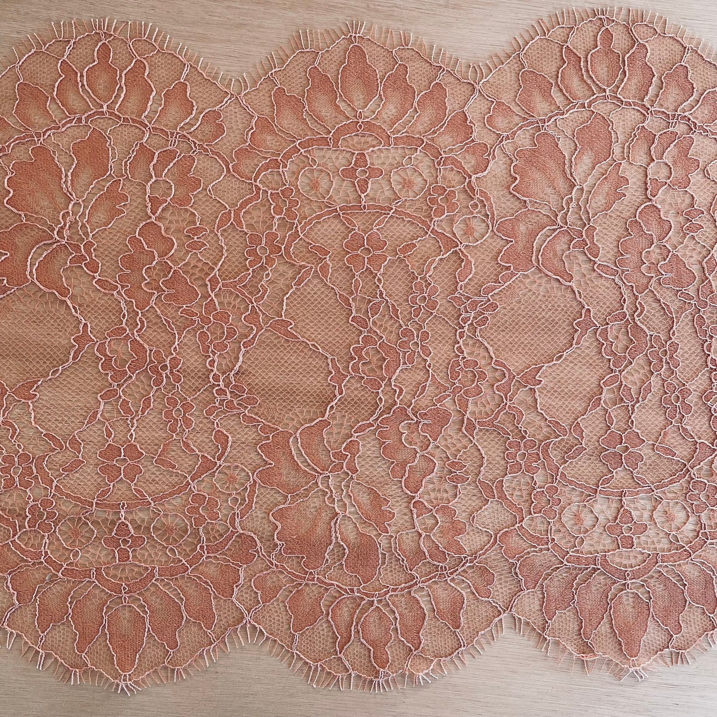 Burnished Apricot Eyelash Lace 22.5cm Wide | Price per metre
