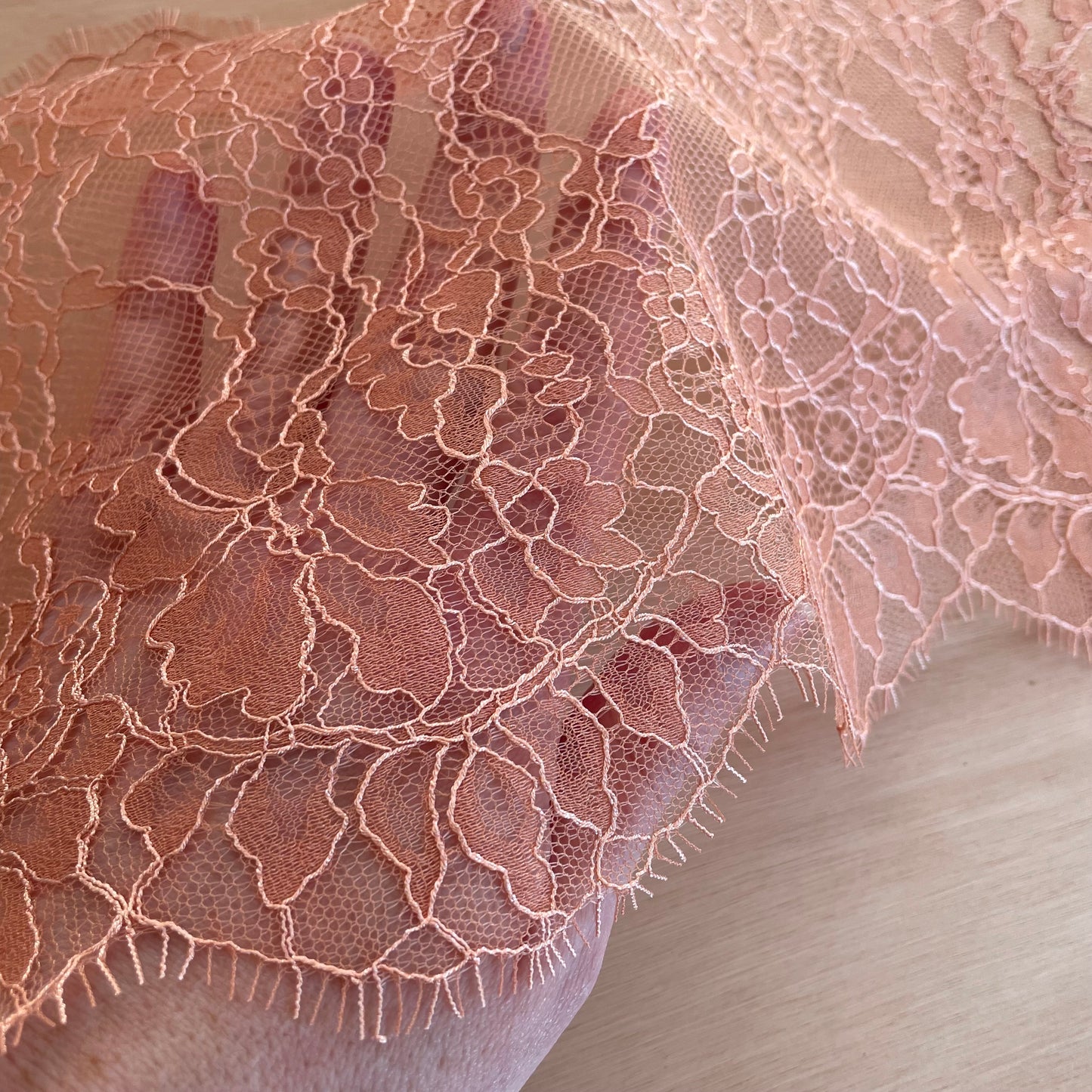 Burnished Apricot Eyelash Lace 22.5cm Wide | Price per metre