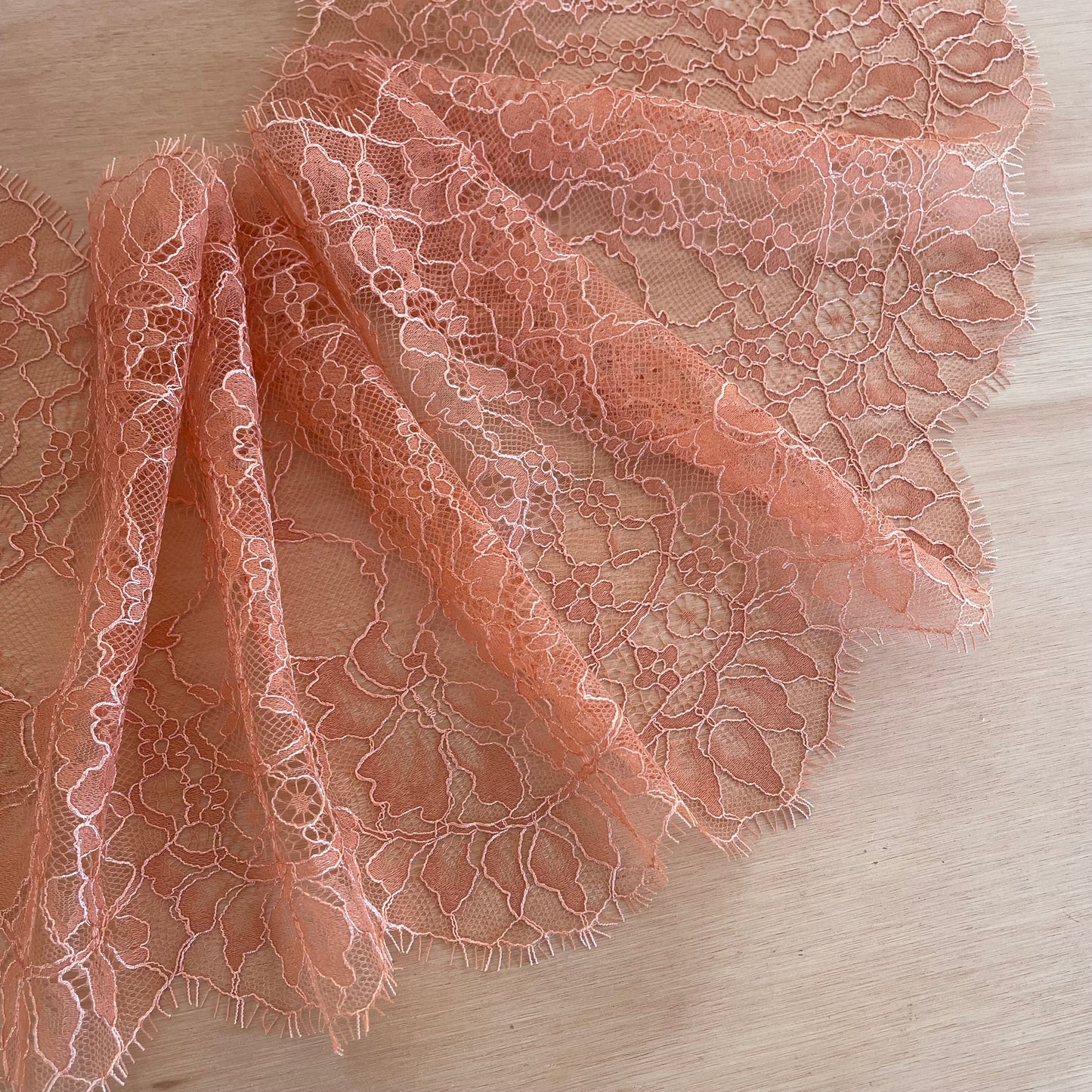 Burnished Apricot Eyelash Lace 22.5cm Wide | Price per metre