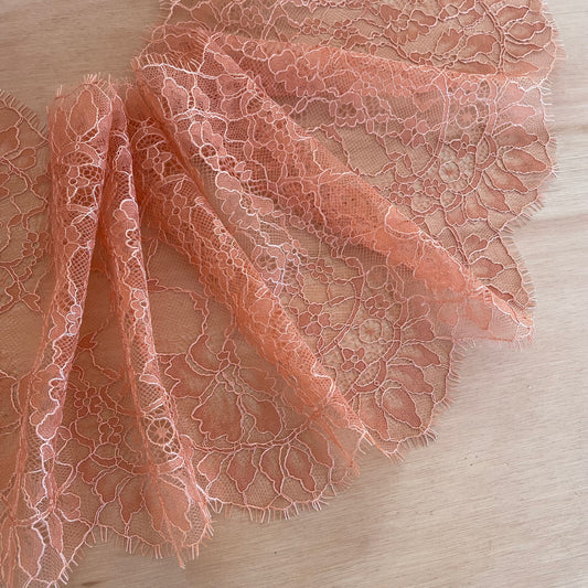 Burnished Apricot Eyelash Lace 22.5cm Wide | Price per metre