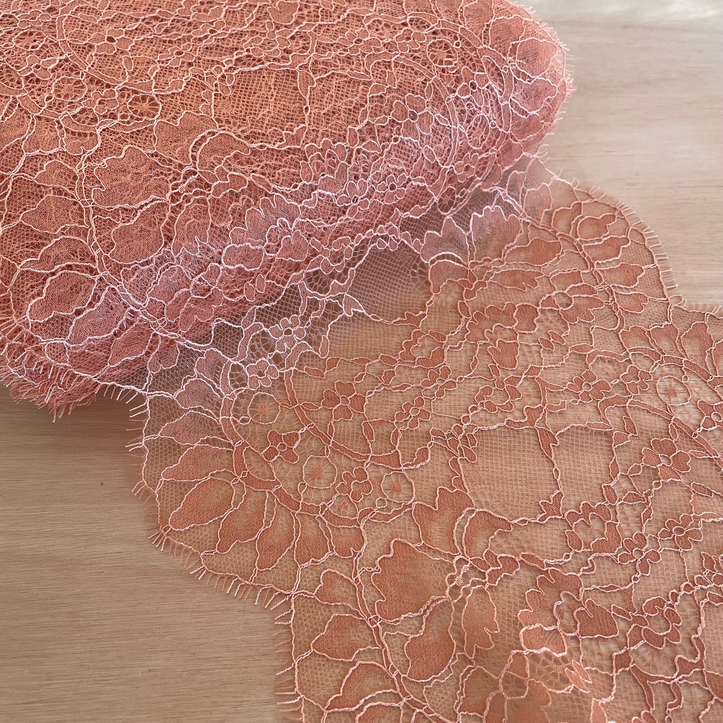 Burnished Apricot Eyelash Lace 22.5cm Wide | Price per metre