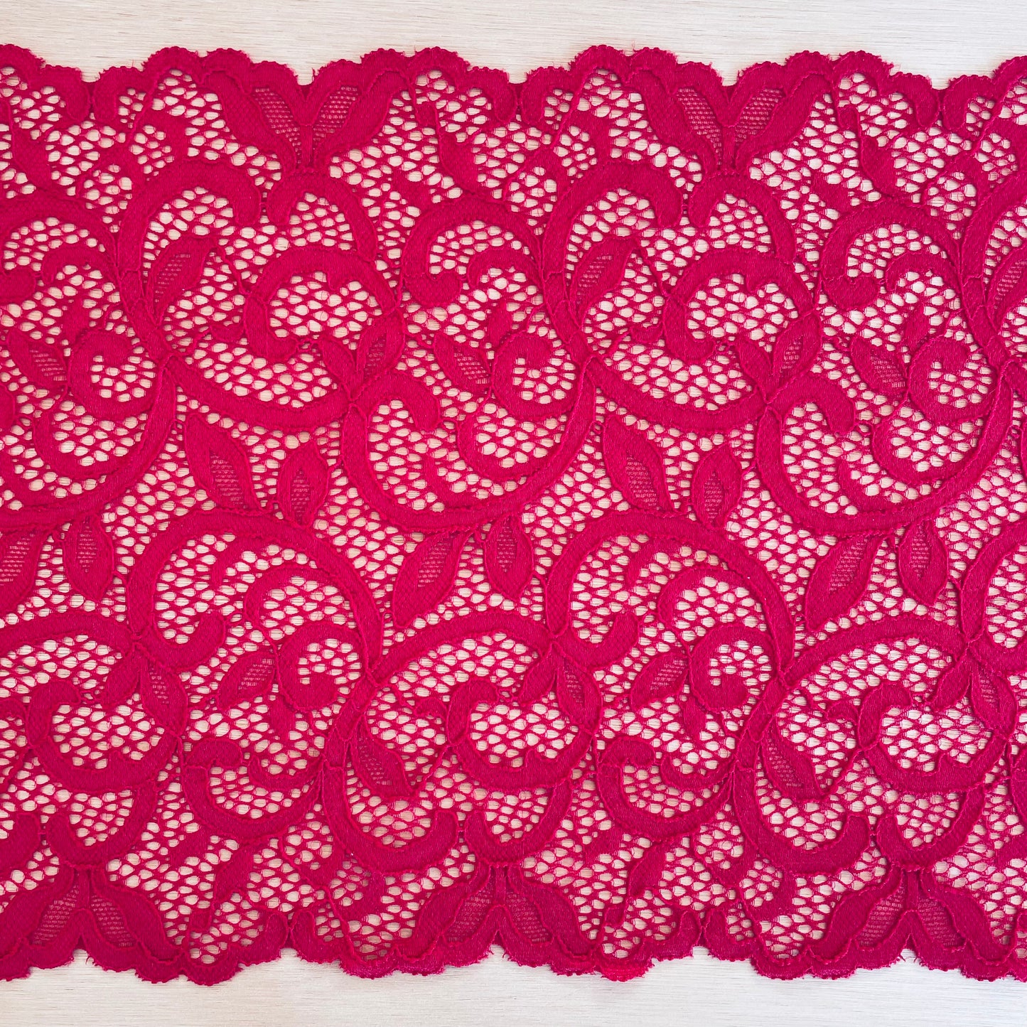 Crimson Vine Stretch Lace 20cm Wide | Price per metre