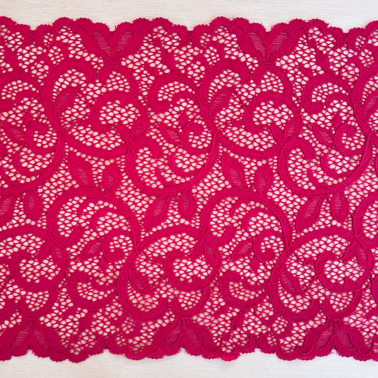 Crimson Vine Stretch Lace 20cm Wide | Price per metre