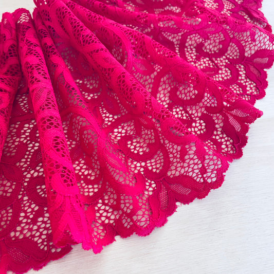 Crimson Vine Stretch Lace 20cm Wide | Price per metre