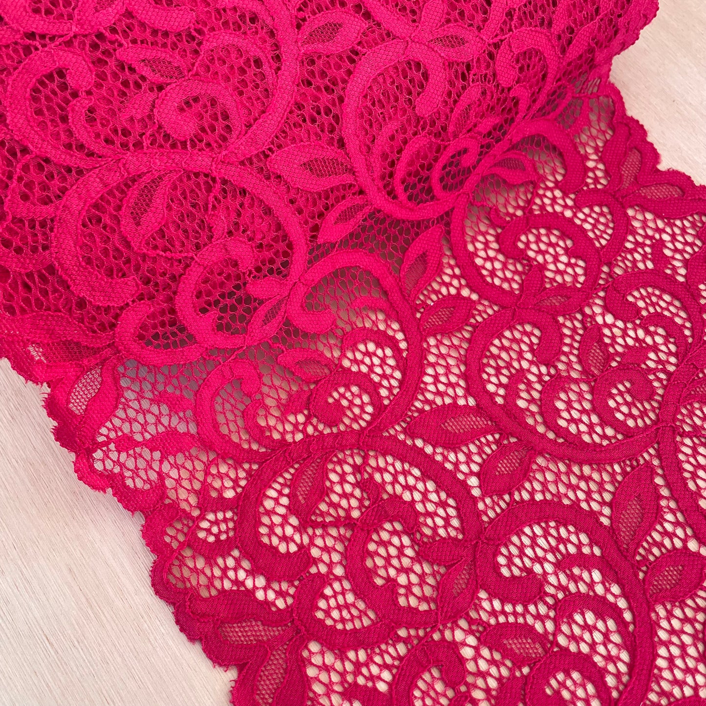 Crimson Vine Stretch Lace 20cm Wide | Price per metre