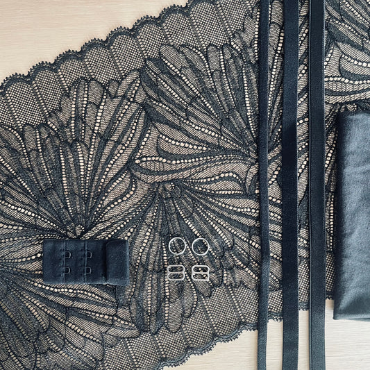 Black Shimmer Lace Bralette & Brief Making Kit