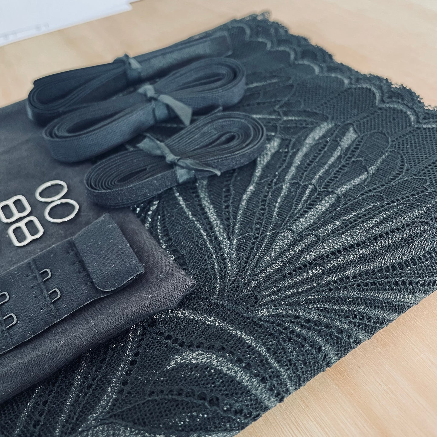Black Shimmer Lace Bralette & Brief Making Kit
