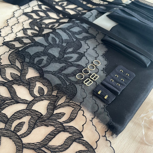 Silk Bra & Thong Kit | Luxury DIY Lingerie Sewing with Silk Satin & Embroidered Tulle