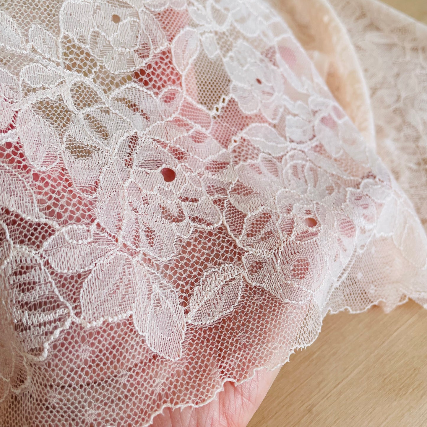 Porcelain Peony Stretch Lace Galloon | 23cm Wide | Price per Metre