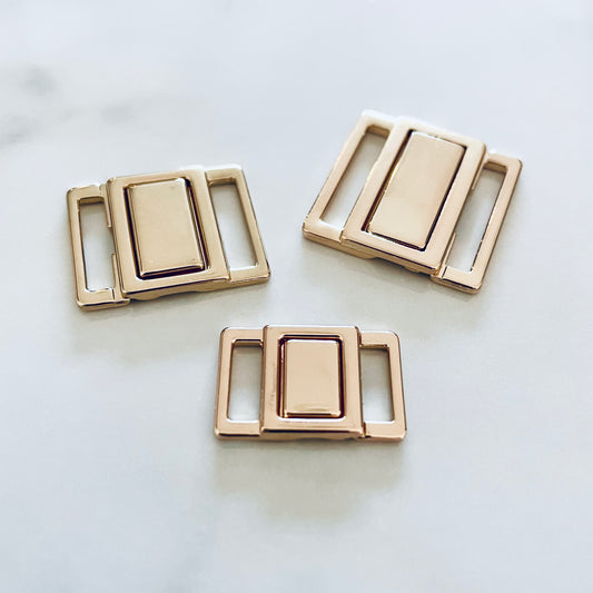 Gold Square Insert Bra Back Clasps for Lingerie & Swimwear