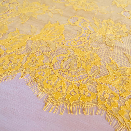 Eyelash Lace | 49cm Wide | Sunshine Yellow | Price per m or 3m length