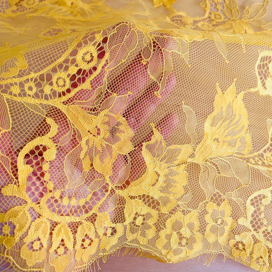 Eyelash Lace | 49cm Wide | Sunrise Yellow | Price per m or 2.9m length