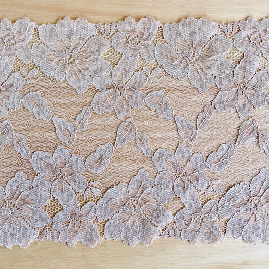 Floral Lace Galloon | 22cm Wide | Soft Pearl | Price per metre