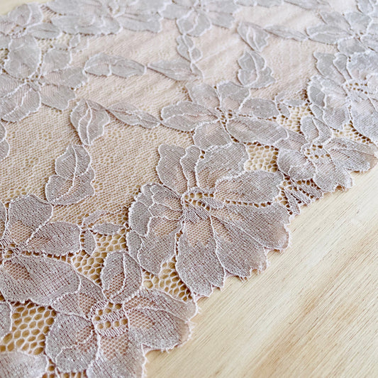 Floral Lace Galloon | 22cm Wide | Soft Pearl  | Price per metre
