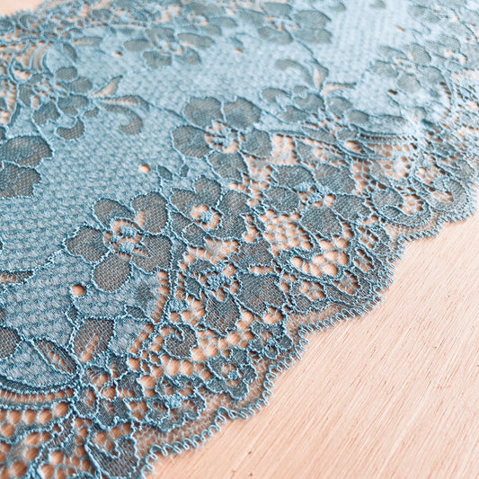 Floral Lace Galloon | 17cm Wide | Teal | Price per metre