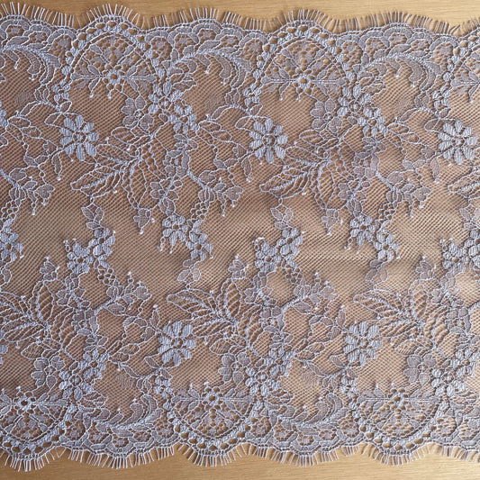 Sweet Lavender Chantilly Eyelash Lace – 23.5cm Wide | Price per 1.5m Piece