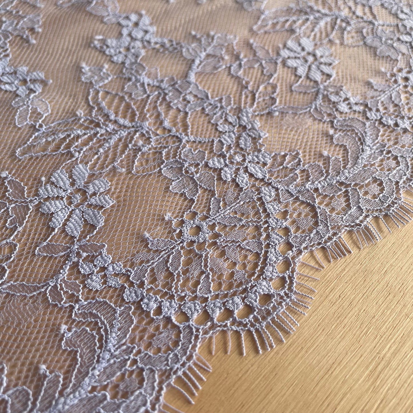 Sweet Lavender Chantilly Eyelash Lace – 23.5cm Wide | Price per 1.5m Piece