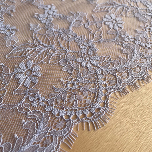 Sweet Lavender Chantilly Eyelash Lace – 23.5cm Wide | Price per 1.5m Piece