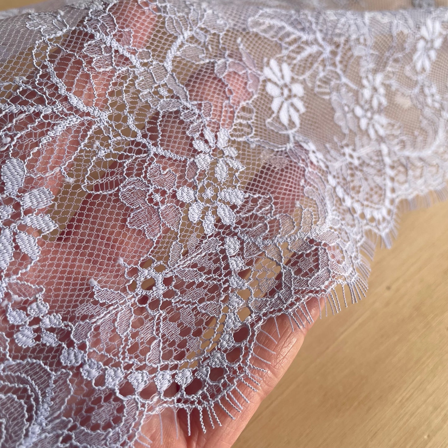 Sweet Lavender Chantilly Eyelash Lace – 23.5cm Wide | Price per 1.5m Piece