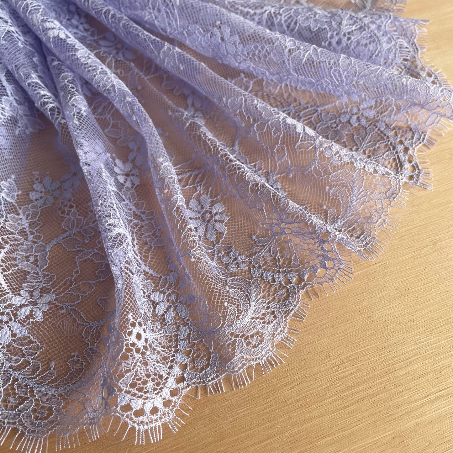 Sweet Lavender Chantilly Eyelash Lace – 23.5cm Wide | Price per 1.5m Piece