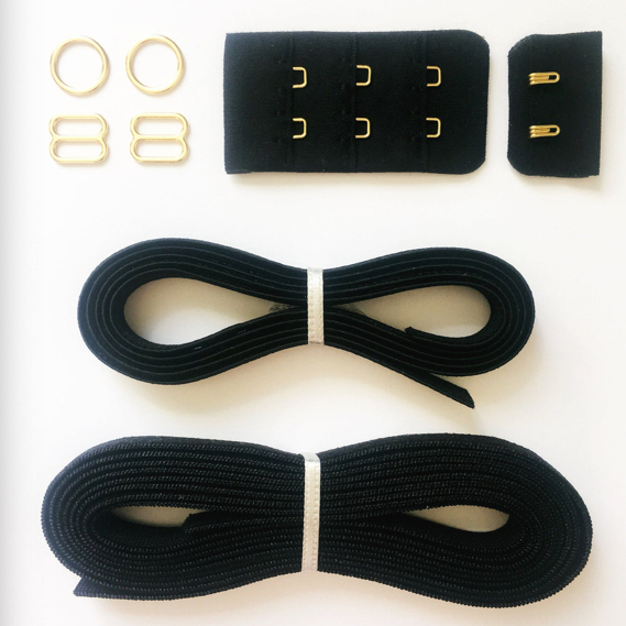 Underwired Bra Making Kit | Black Lace & Gold Findings