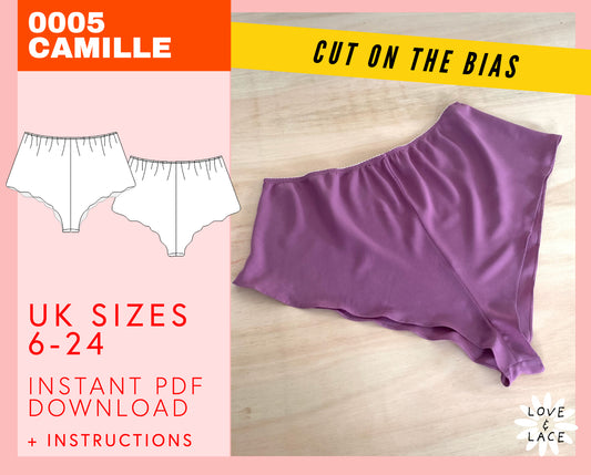Bias Cut French Knicker Sewing Pattern | PDF UK sizes 6-24 | Camille