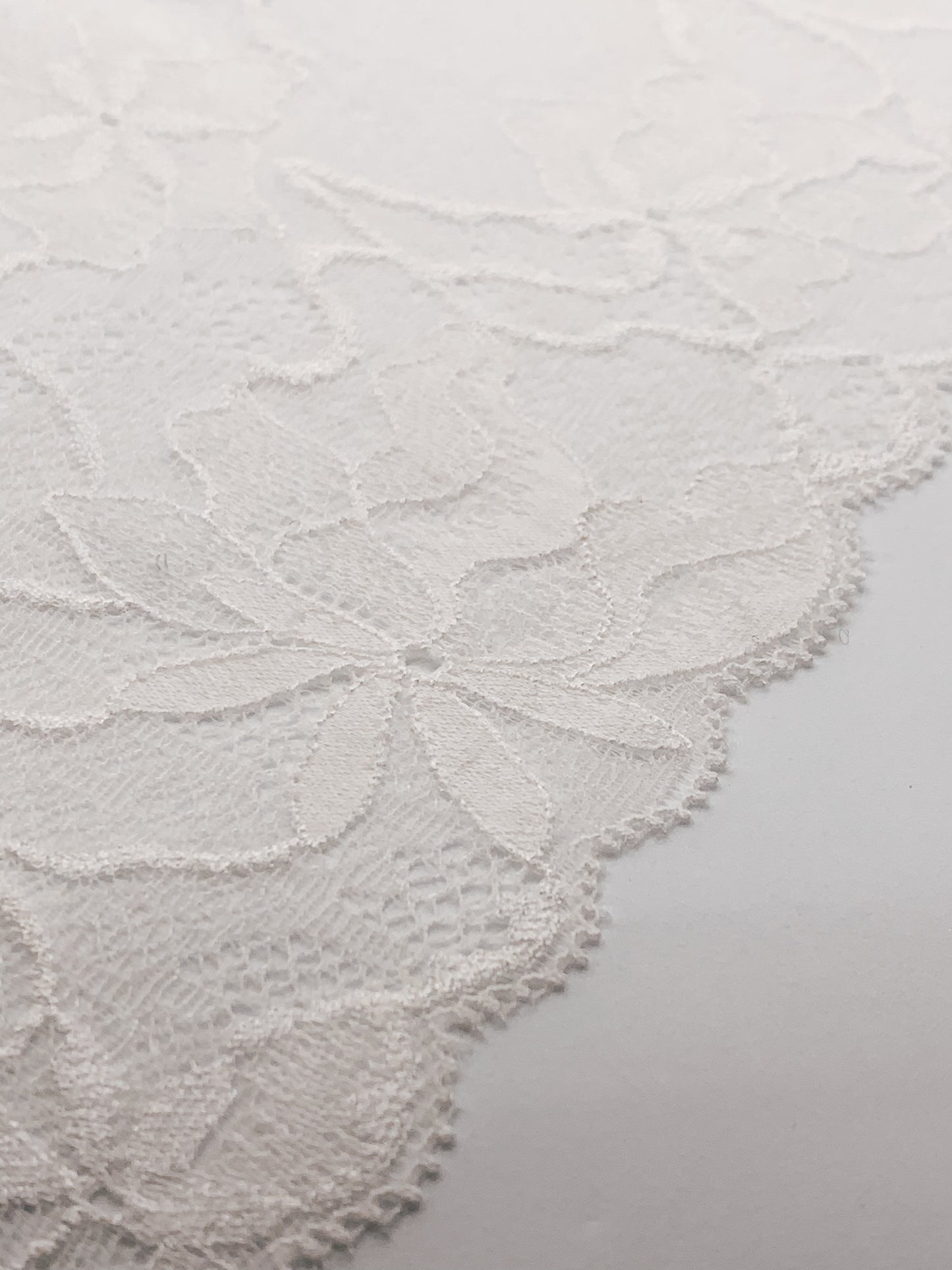 Organic Cotton Stretch Lace Galloon |  22.5cm Wide | White | Price per metre