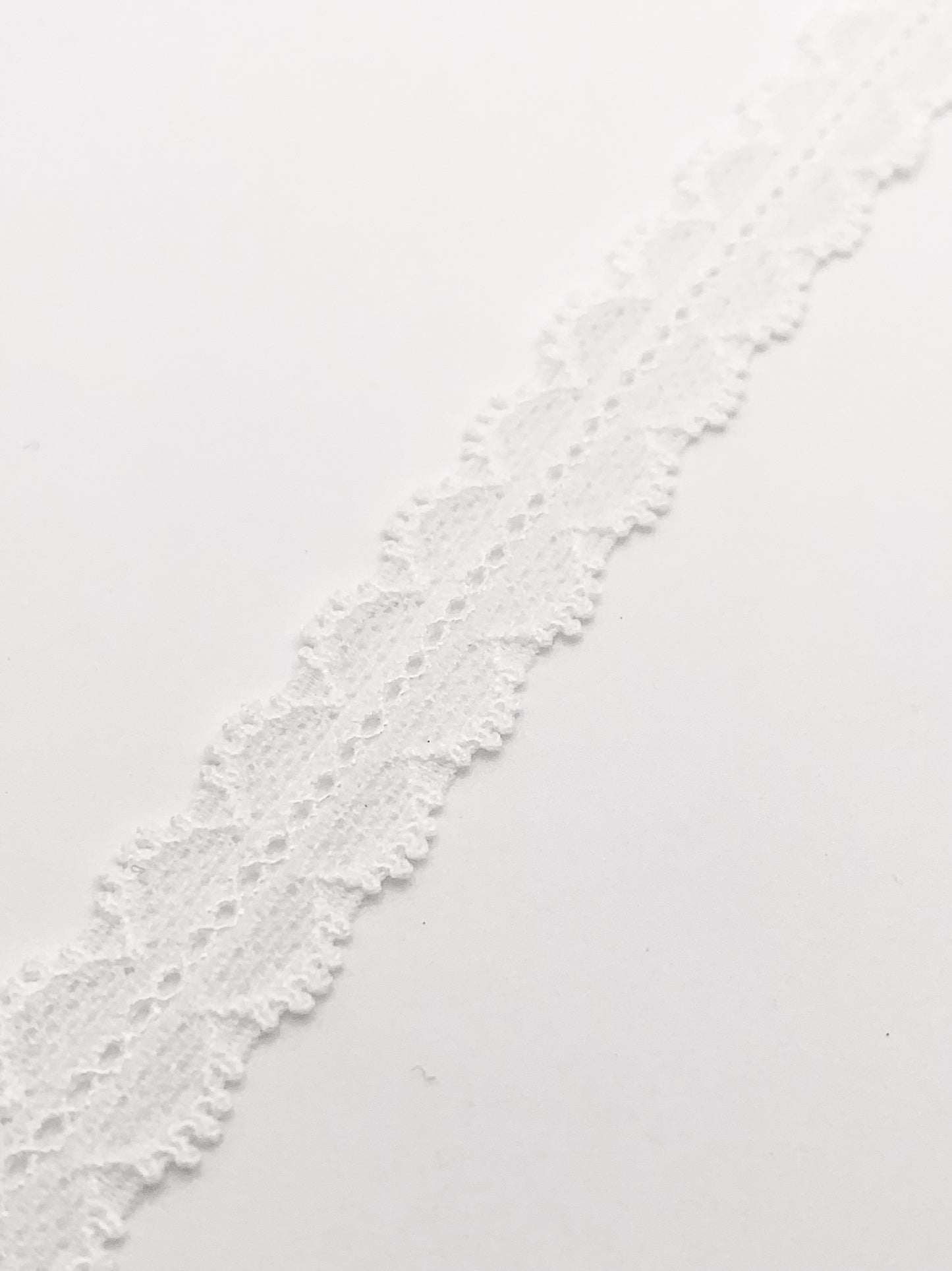 Narrow Stretch Lace Trim in White | 1.5cm Wide | Bra Making Supplies | Price per metre