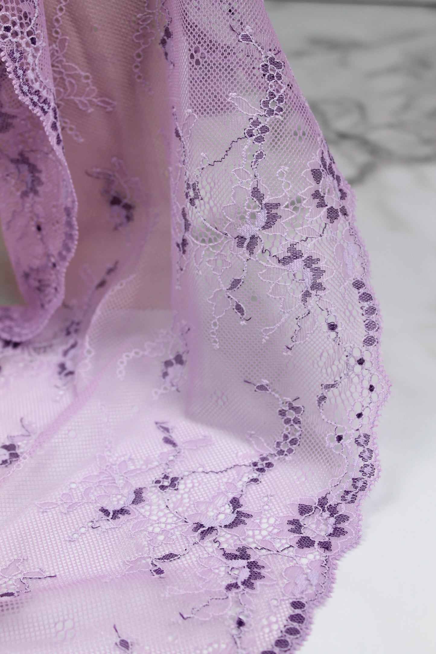 Stretch Lace Galloon |  23cm Wide | Orchid | Price per metre