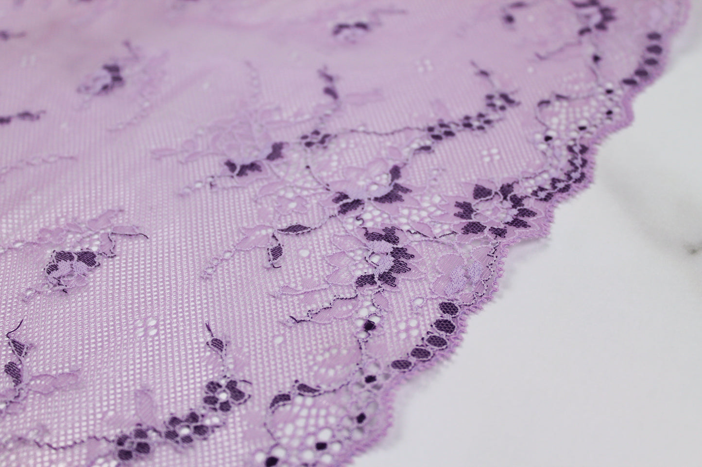Stretch Lace Galloon |  23cm Wide | Orchid | Price per metre