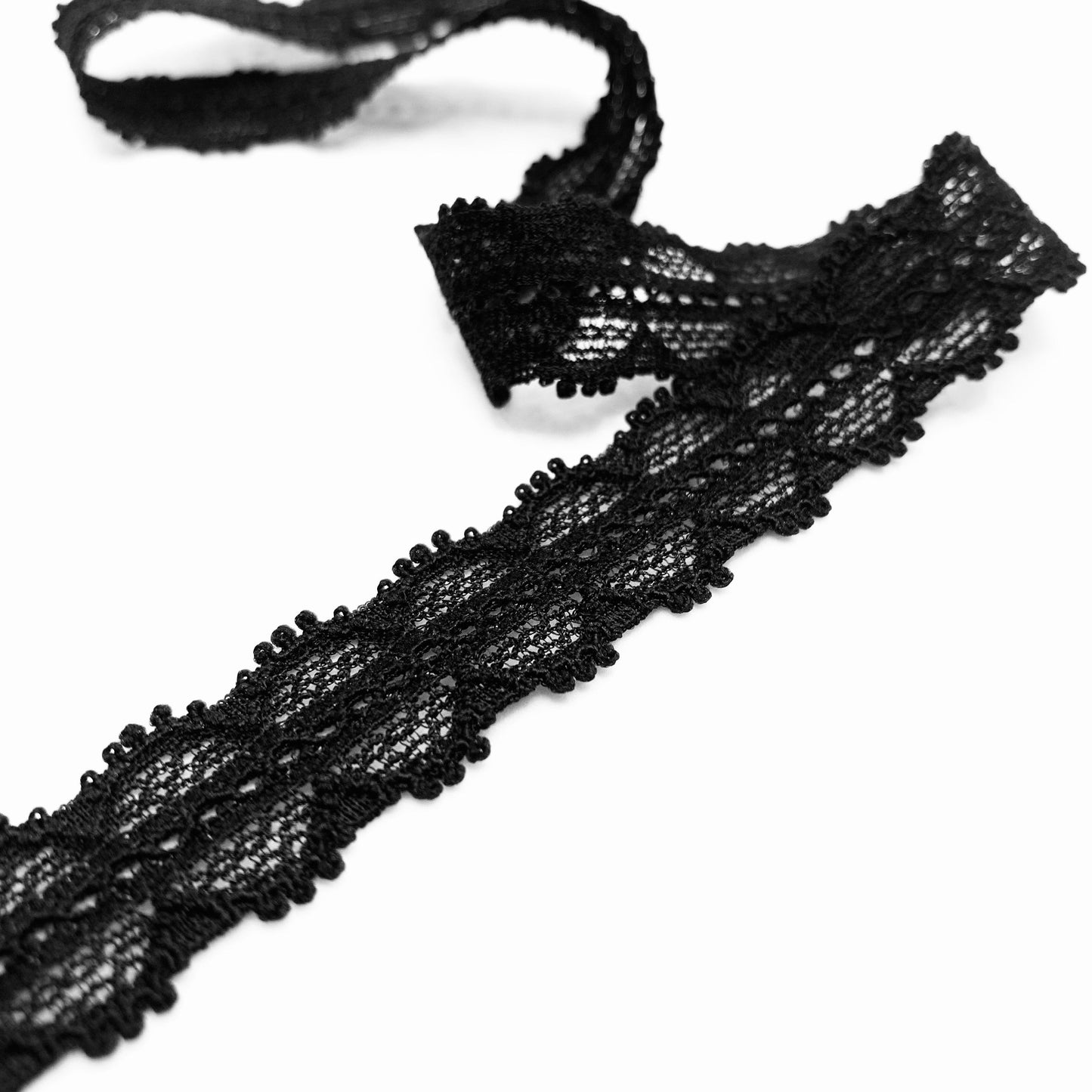 Narrow Stretch Lace Trim in Black | 16mm Wide | Lingerie Making Supplies | Price per metre