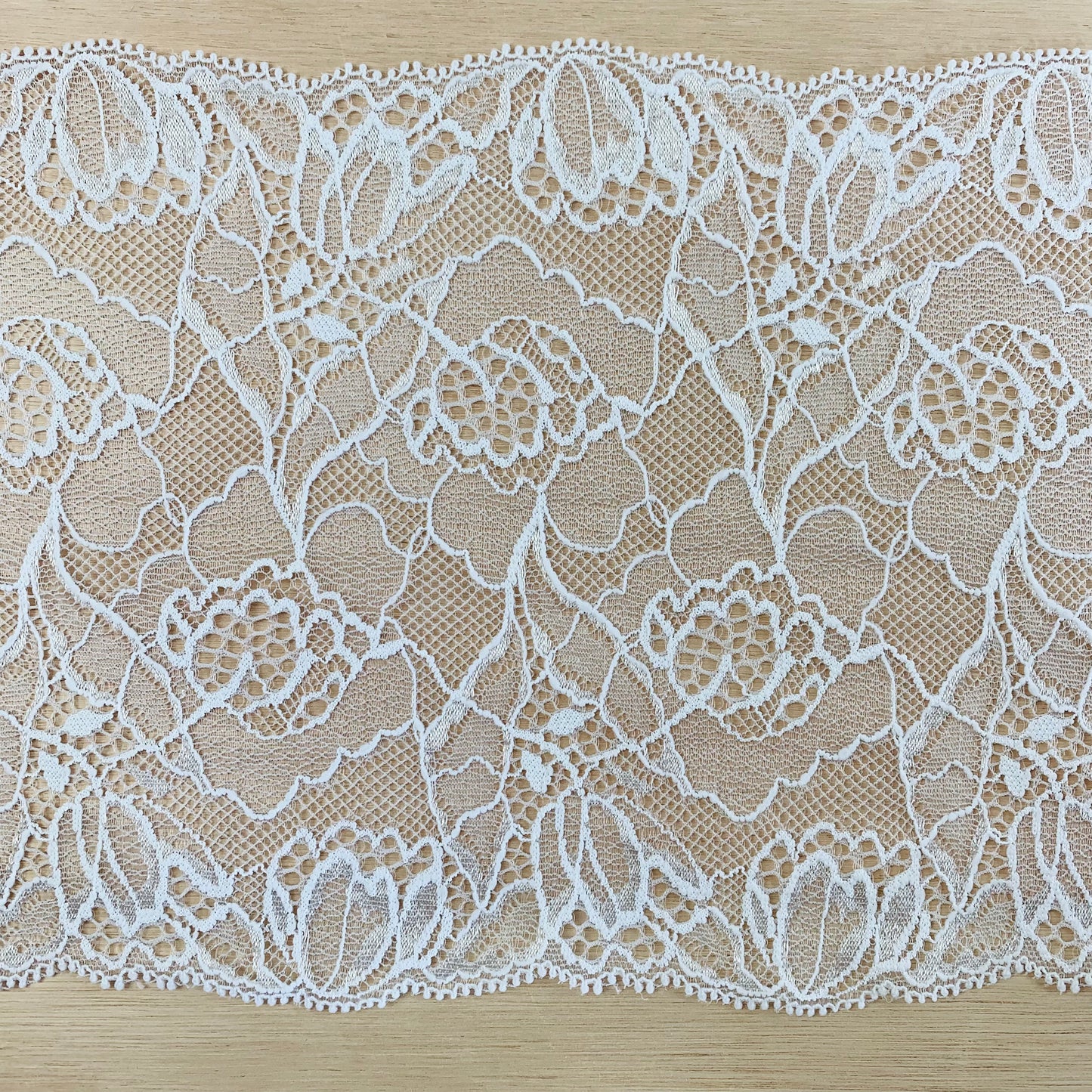 Sustainable Stretch Lace Galloon in hazel, perfect for DIY